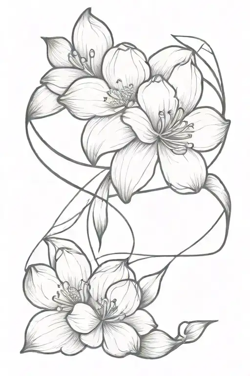 magnolias and breast cancer ribbon tattoo design idea