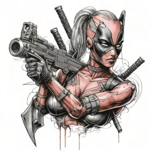 Lady deadpool sexy woman tattoo design idea