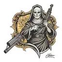 nun with a gun tattoo design idea