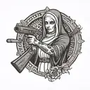 nun with a gun tattoo design idea