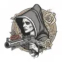 nun with a gun tattoo design idea