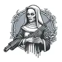 nun with a gun tattoo design idea