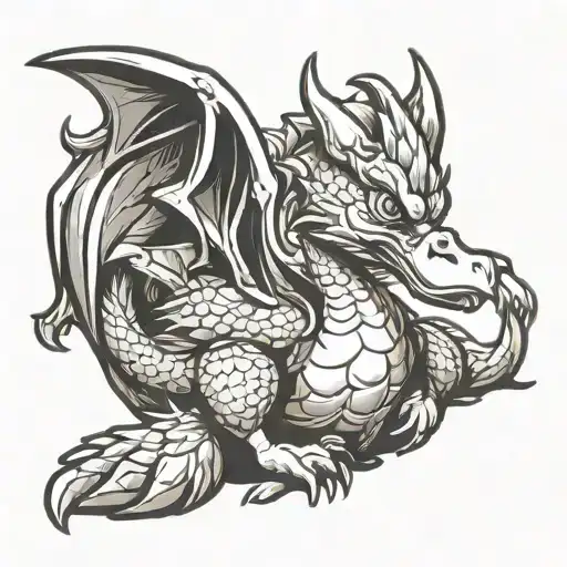 dragon duck sitting tattoo design idea