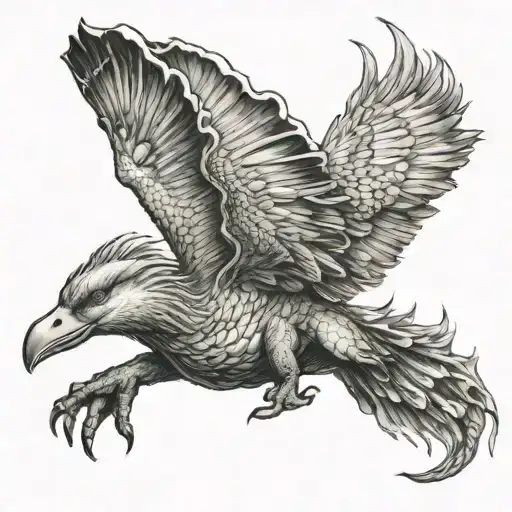 dragon duck flying tattoo design idea