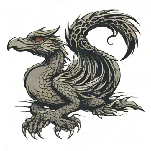 dragon duck sitting side by side tattoo design idea