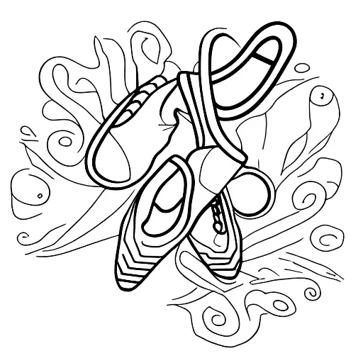 Pointe shoes wrapping around an invisible leg  tattoo design idea