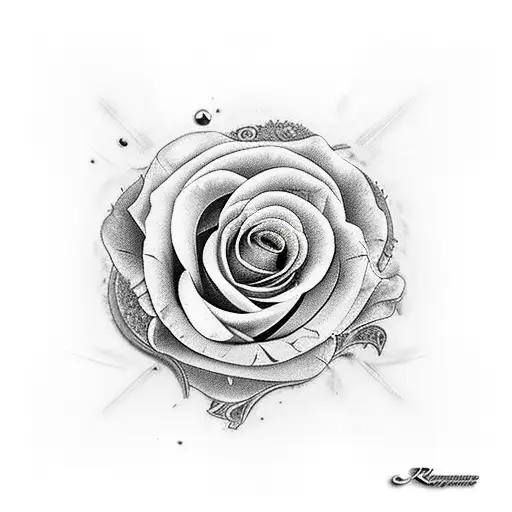 león rugiendo con sicatriz en el ojo con rosas o un reloj tattoo design idea