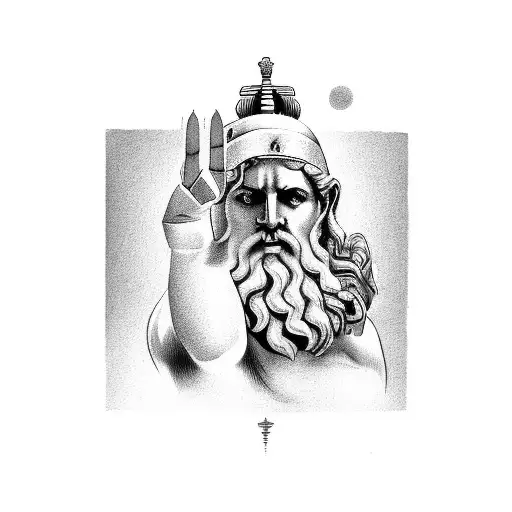 zeus greek god showing middle finger tattoo design idea