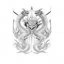 dragon samurai colors tattoo design idea