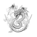 dragon samurai colors tattoo design idea