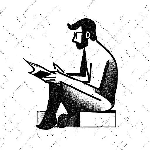 a paunchy man reading the newspaper tattoo design idea
