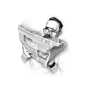 a paunchy man reading the newspaper tattoo design idea