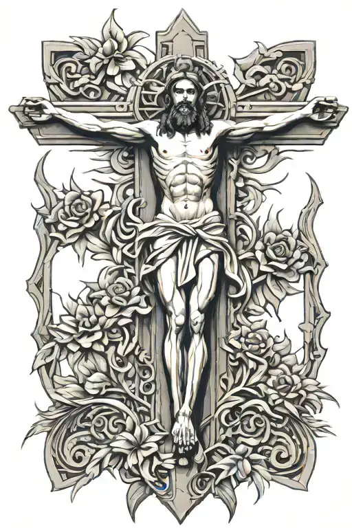 Jesus Christ on the crucifix  tattoo design idea