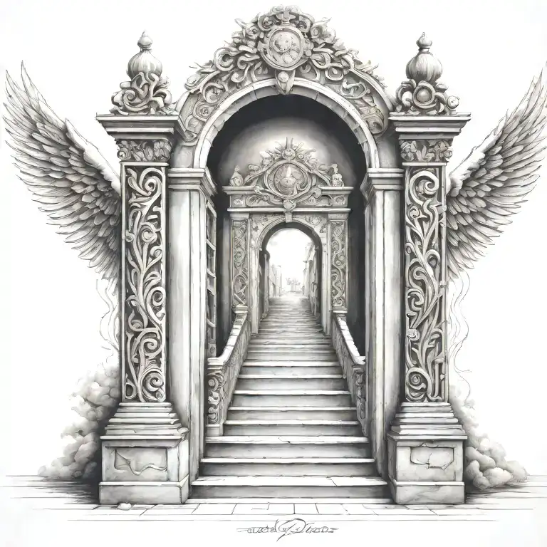 stairway to heaven gates  tattoo design idea