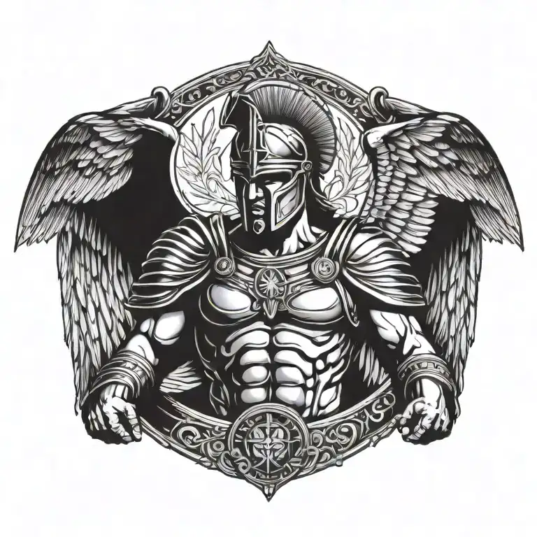 Roman Soldier Sparta style wings tattoo design idea