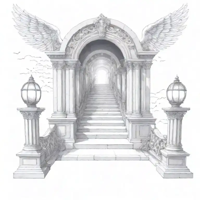 heaven stair way open gates lights from heaven tattoo design idea