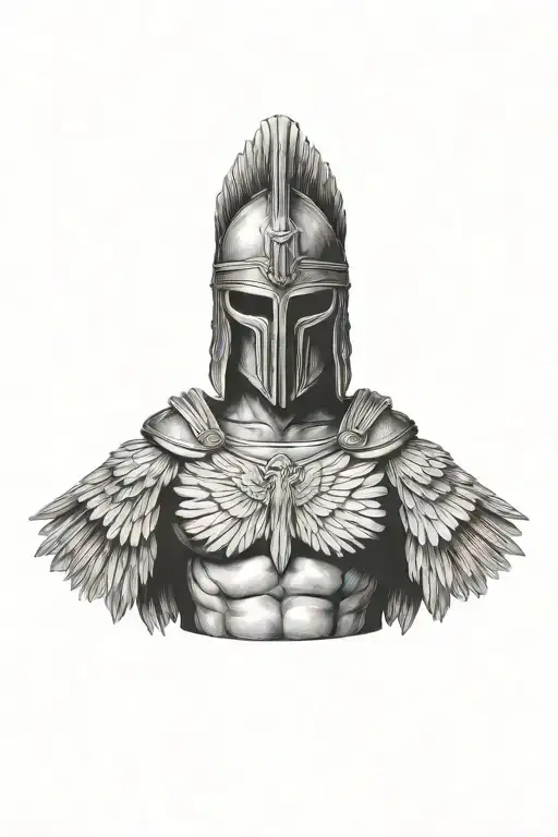 Roman Soldier Sparta style wings tattoo design idea