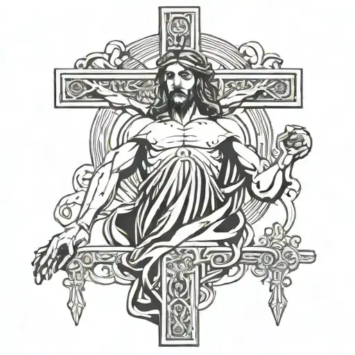Jesus on the crucifix full body tattoo design idea