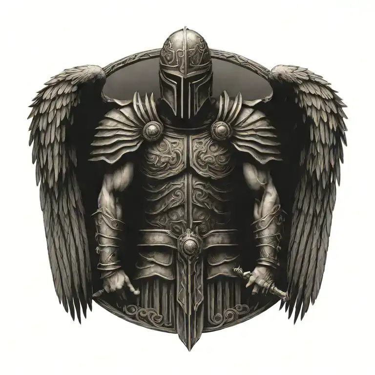 Roman Soldier Sparta style wings tattoo design idea