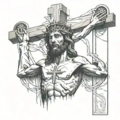 Jesus Christ on the crucifix full body pinned  tattoo design idea