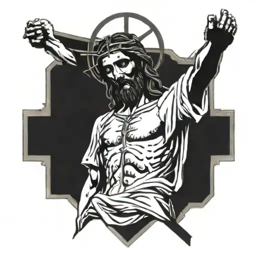 Jesus on the crucifix full body coming tattoo design idea