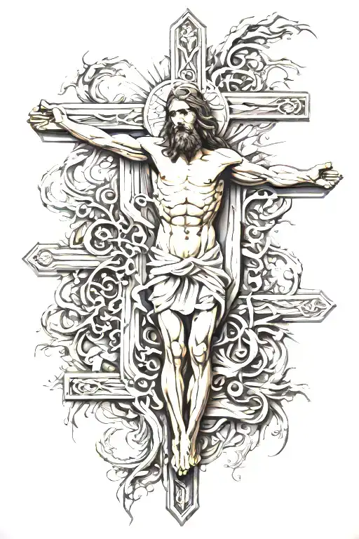 Surealism  Jesus Christ on the crucifix  tattoo design idea