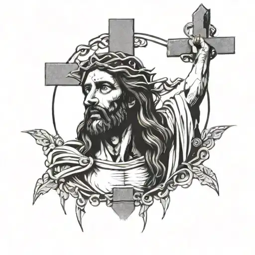 Jesus Christ on the crucifix full body pinned  tattoo design idea