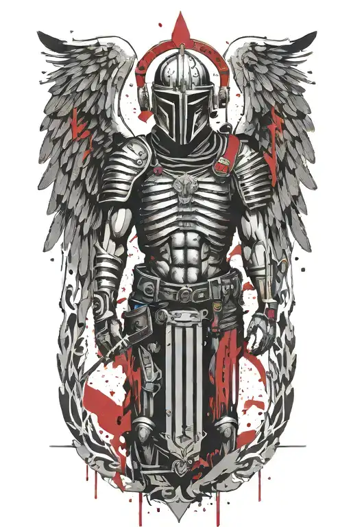 Roman Soldier Sparta style wings tattoo design idea