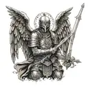 Roman soldier angel tattoo design idea