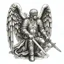 Roman soldier angel tattoo design idea