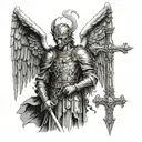 Roman soldier angel tattoo design idea