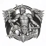 Roman Soldier Sparta style wings tattoo design idea