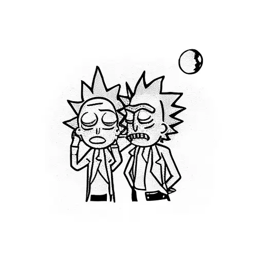 small rick and morty ship in hand tattoo design idea