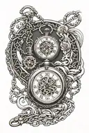 Pocket watch chain wrapped tattoo design idea