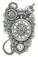 Pocket watch chain wrapped tattoo design idea