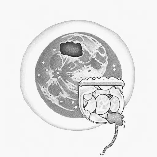 Elon Musk eating a pie in the moon tattoo design idea