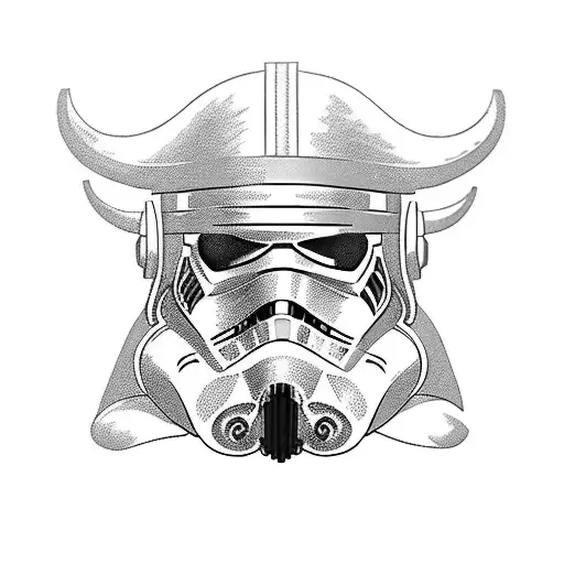 Viking star wars tattoo. Mountain in the middle, with ships; clone helmet tattoo design idea