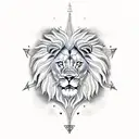  Lion and  aeroplane  and compass  tattoo design idea