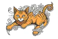 The name Kiana with a Orange Cat cartoon character  tattoo design idea