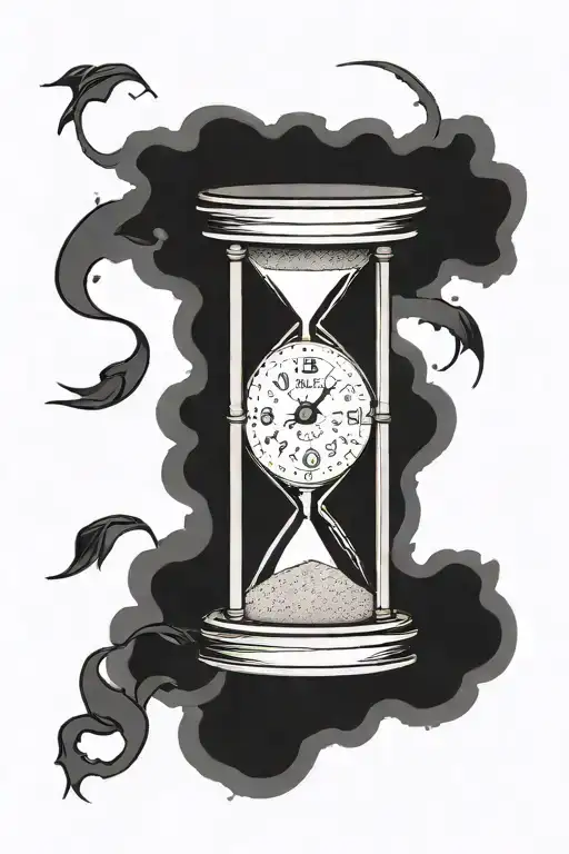 sand timer running with words trust the process tattoo design idea