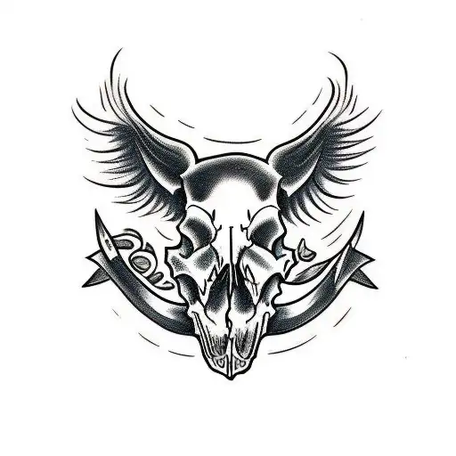 Hog Skull with florets tattoo design idea