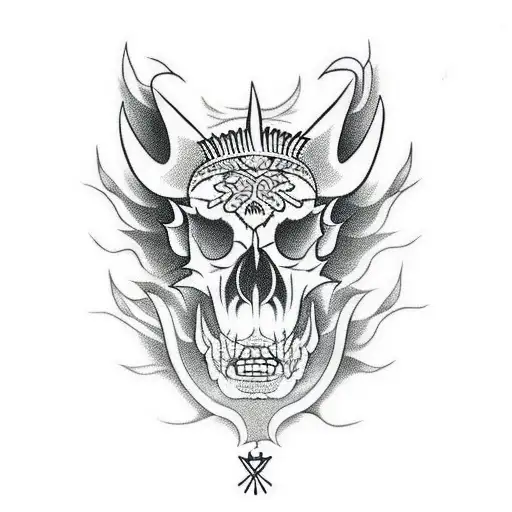 Hog Skull Side Profile tattoo design idea