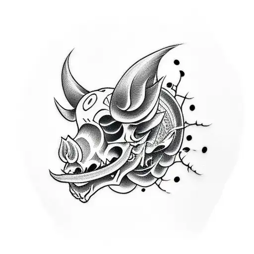 Hog Skull Side Profile tattoo design idea
