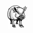 Hog skeleton standing up with wings tattoo design idea