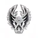 Hog Skull Side Profile with large angle wings tattoo design idea