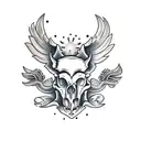 Hog Skull with florets tattoo design idea