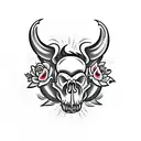 Hog Skull with florets tattoo design idea