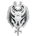 Hog Skull Side Profile with large angle wings tattoo design idea