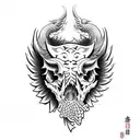 Hog Skull with tusk  Side Profile with large angle wings tattoo design idea