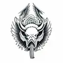 Hog Skull with tusk  Side Profile with large angle wings tattoo design idea